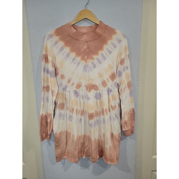 Wild Fable Womens Rose Peach Tie Dye Sweatshirt Dress Size Small NWT - Picture 1 of 6